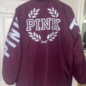 PINK Maroon Logo Sherpa Jacket